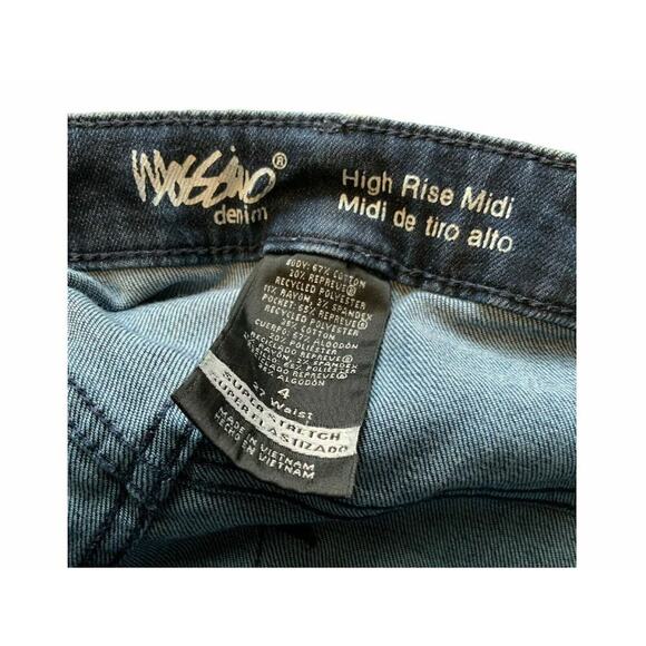 Mossimo Denim Jean Shorts Womens Size 4 High Rise Midi Cuffed Stretch Blue - Picture 5 of 6
